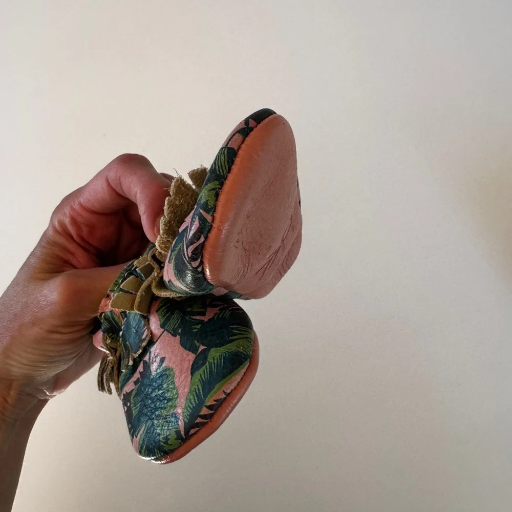 Freshly Picked Tropical Print Pink Baby Moccasin Shoes Size 1